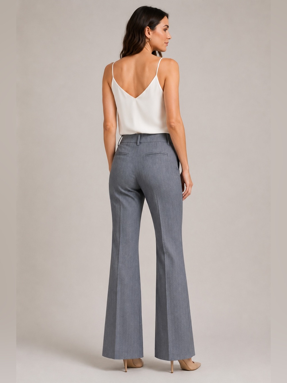 NWOT Banana Republic Martin Fit Pinstripe Bootcut Pants Gray Size 8 - Picture 3 of 12